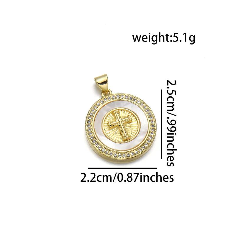 1 Piece Copper Zircon 18K Gold Plated Cross Pendant