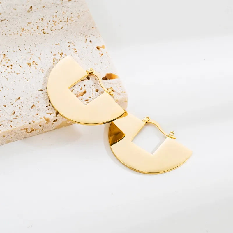 1 Piece Elegant Basic Commute Semicircle Sector Plating 304 Stainless Steel 18K Gold Plated Ear Studs