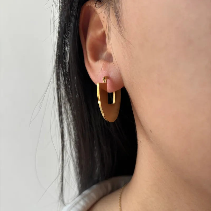 1 Piece Elegant Basic Commute Semicircle Sector Plating 304 Stainless Steel 18K Gold Plated Ear Studs