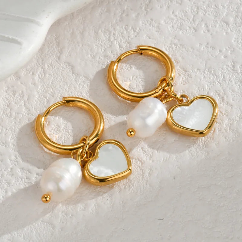 1 Piece Elegant Lady Heart Shape Asymmetrical 304 Stainless Steel 18K Gold Plated Drop Earrings