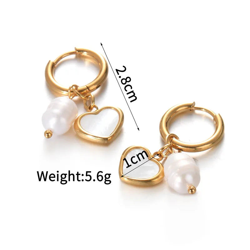 1 Piece Elegant Lady Heart Shape Asymmetrical 304 Stainless Steel 18K Gold Plated Drop Earrings