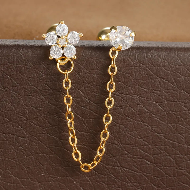 1 Piece Elegant Modern Style Geometric Flower Plating 304 Stainless Steel Drop Earrings