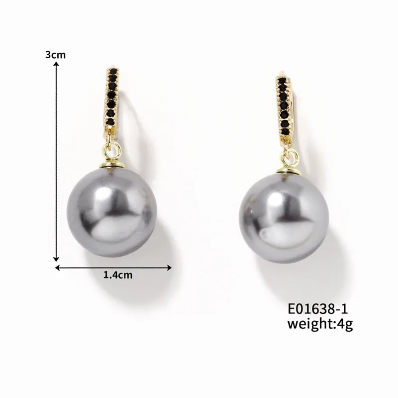 1 Piece Elegant Simple Style Round Plating Inlay Copper Pearl K Gold Plated Rhodium Plated Drop Earrings