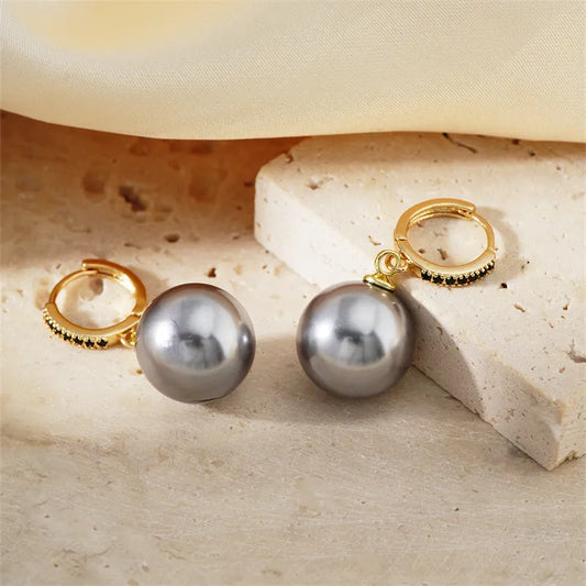 1 Piece Elegant Simple Style Round Plating Inlay Copper Pearl K Gold Plated Rhodium Plated Drop Earrings