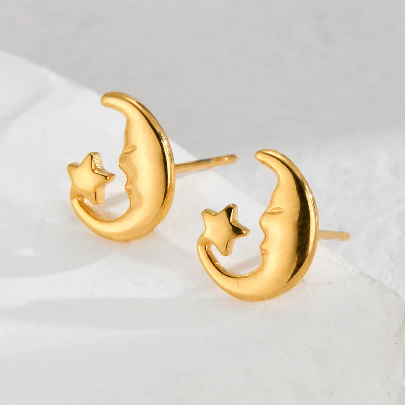 1 Piece Elegant Sweet Streetwear Star 304 Stainless Steel 18K Gold Plated Ear Studs