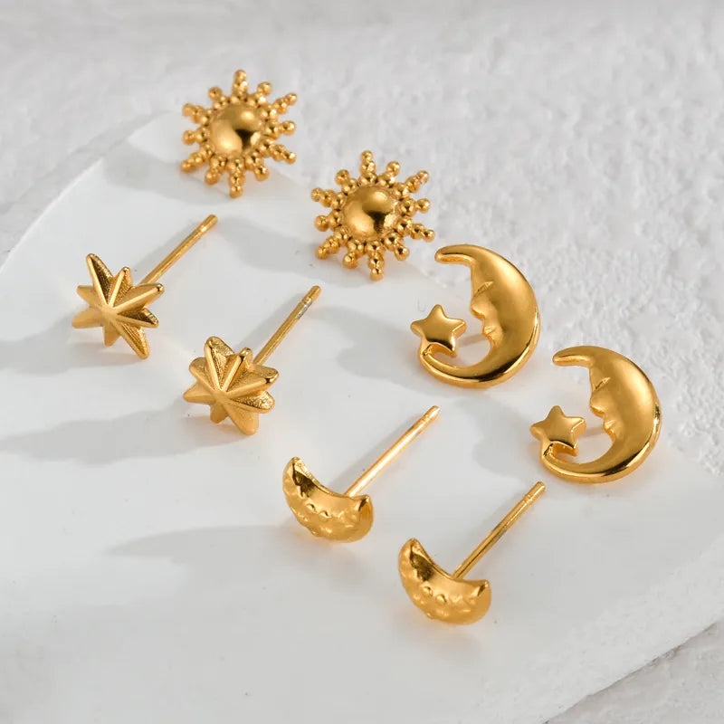 1 Piece Elegant Sweet Streetwear Star 304 Stainless Steel 18K Gold Plated Ear Studs