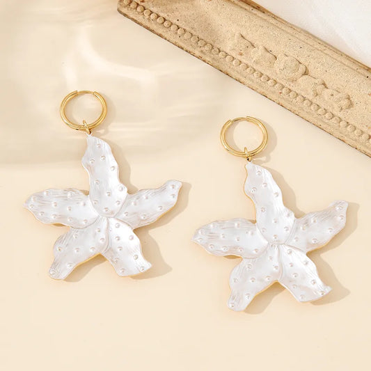 1 Piece Hawaiian Vacation Beach Starfish 304 Stainless Steel 18K Gold Plated Drop Earrings