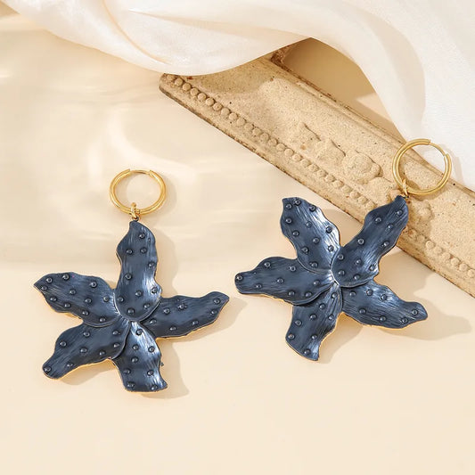 1 Piece Hawaiian Vacation Beach Starfish 304 Stainless Steel 18K Gold Plated Drop Earrings