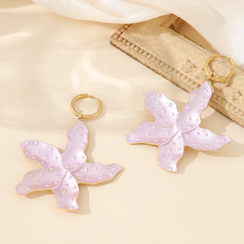 1 Piece Hawaiian Vacation Beach Starfish 304 Stainless Steel 18K Gold Plated Drop Earrings