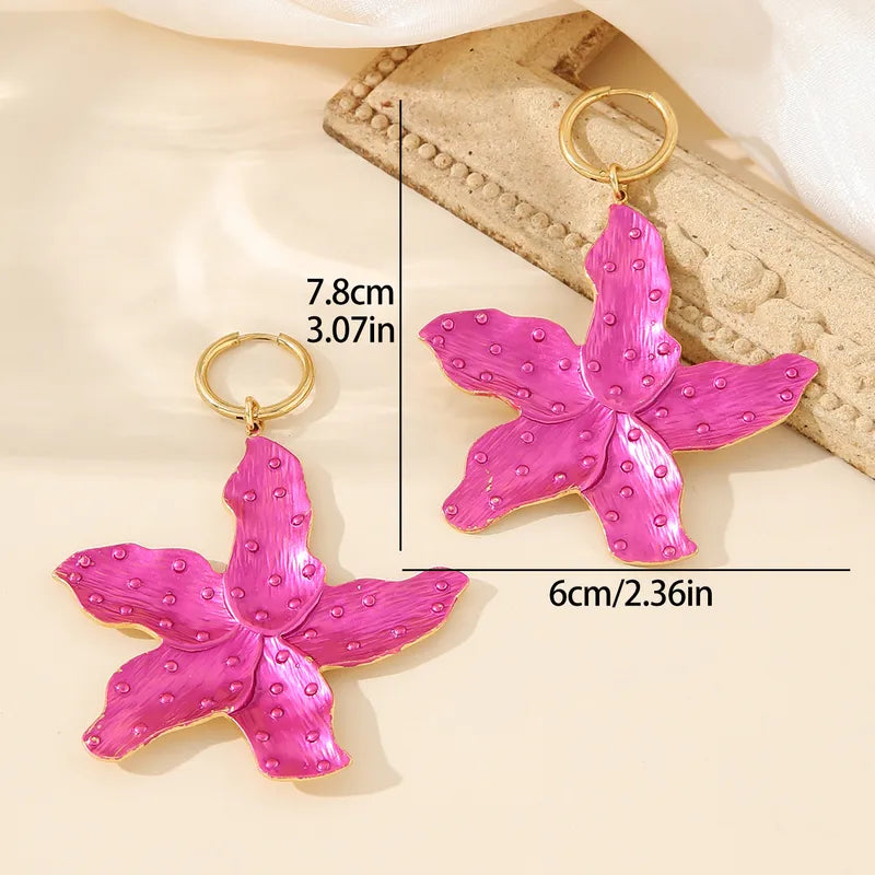 1 Piece Hawaiian Vacation Beach Starfish 304 Stainless Steel 18K Gold Plated Drop Earrings