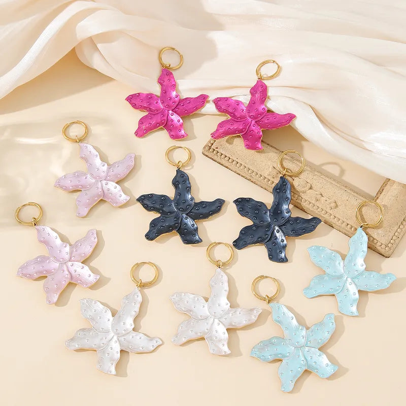 1 Piece Hawaiian Vacation Beach Starfish 304 Stainless Steel 18K Gold Plated Drop Earrings