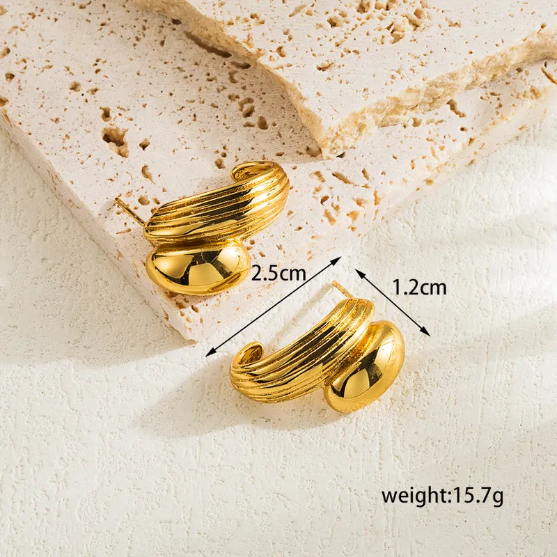 1 Piece IG Style Basic C Shape 304 Stainless Steel 18K Gold Plated Ear Studs