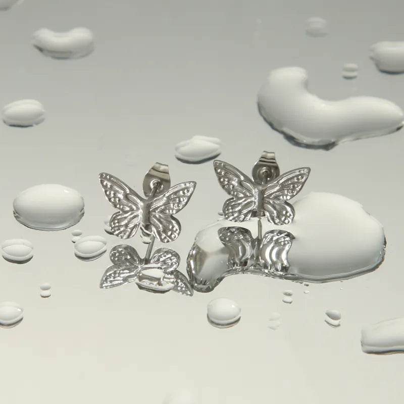 1 Piece IG Style Basic Sweet Butterfly 304 Stainless Steel 18K Gold Plated Ear Studs