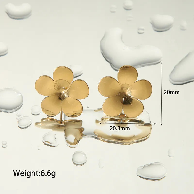 1 Piece IG Style Basic Sweet Flower 304 Stainless Steel 18K Gold Plated Ear Studs