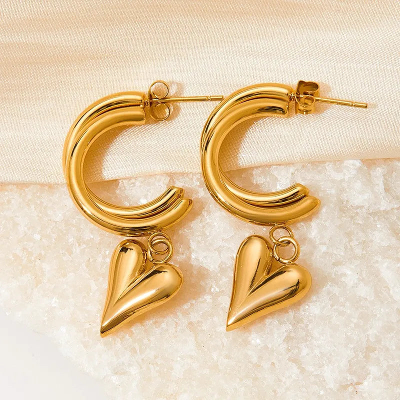 1 Piece Modern Style Artistic Heart Shape Plating 304 Stainless Steel 16K Gold Plated White Gold Plated Gold Plated Drop Earrings