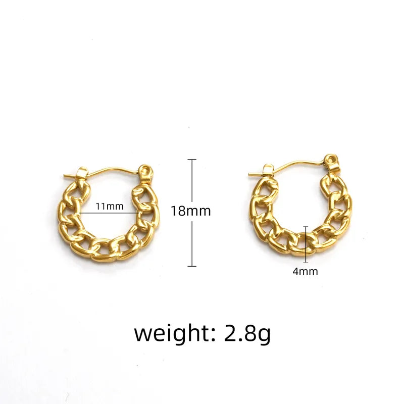 1 Piece Simple Style Circle Hollow Out 304 Stainless Steel 18K Gold Plated Hoop Earrings