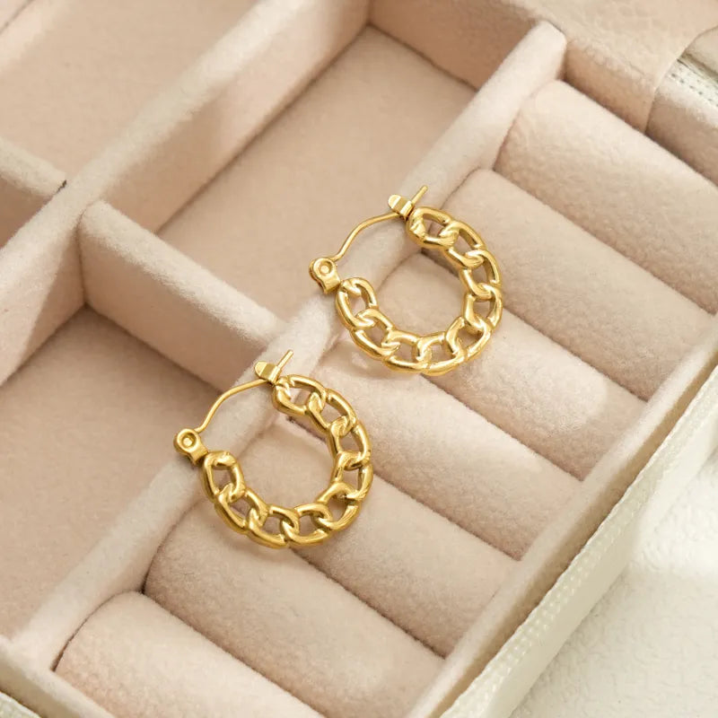 1 Piece Simple Style Circle Hollow Out 304 Stainless Steel 18K Gold Plated Hoop Earrings