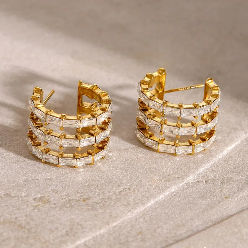 1 Piece Simple Style Classic Style Geometric 304 Stainless Steel 18K Gold Plated Ear Studs