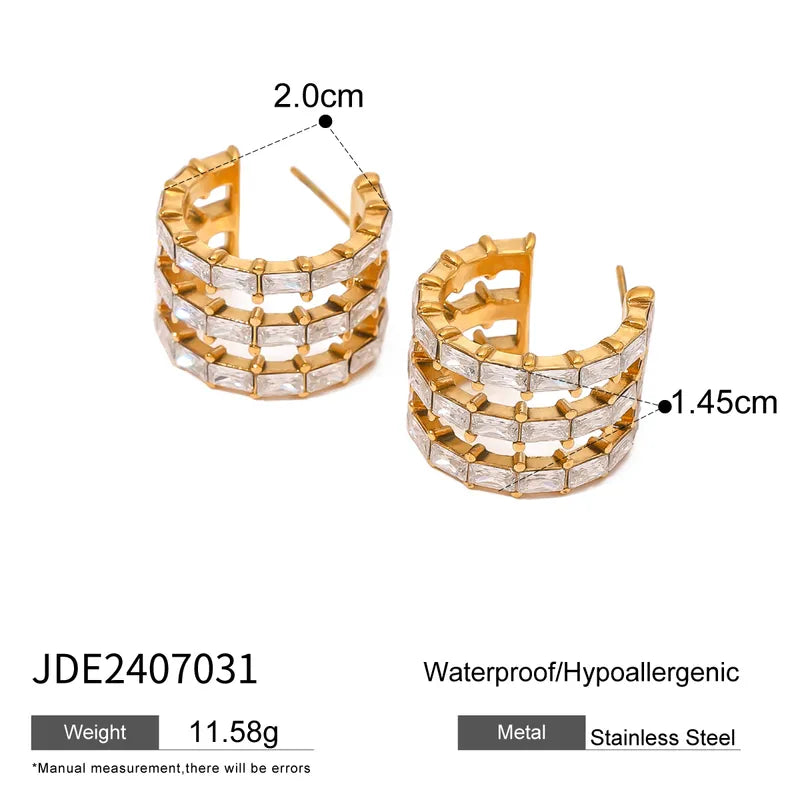 1 Piece Simple Style Classic Style Geometric 304 Stainless Steel 18K Gold Plated Ear Studs