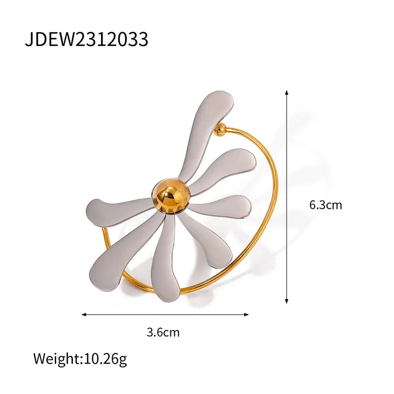 1 Piece Simple Style Classic Style Little Daisy Plating 304 Stainless Steel 18K Gold Plated Earrings