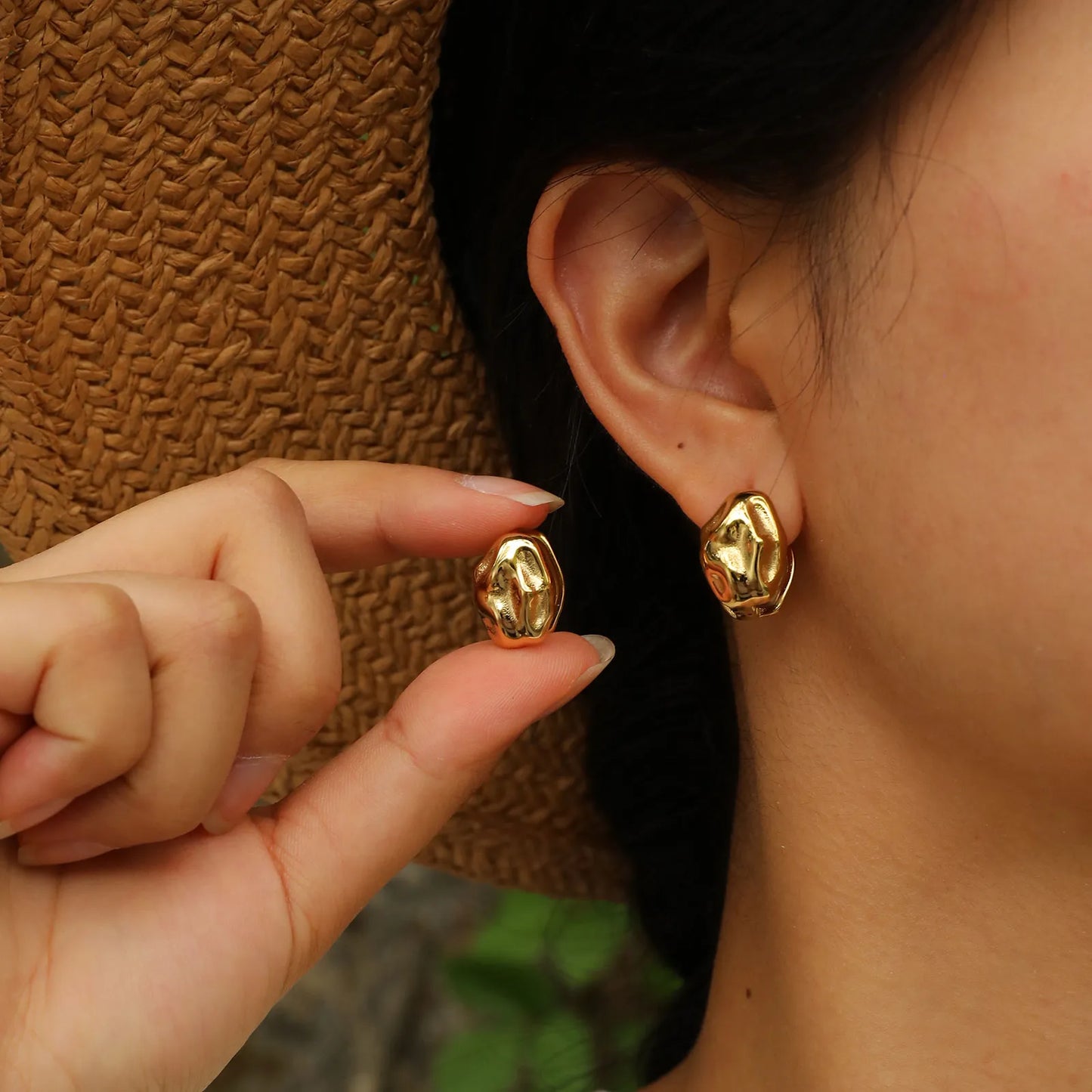 1 Piece Simple Style Classic Style Pentagram Star Heart Shape Plating 201 Stainless Steel 18K Gold Plated Ear Studs