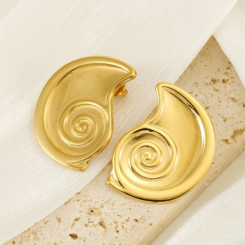 1 Piece Simple Style Conch 304 Stainless Steel 18K Gold Plated Ear Studs