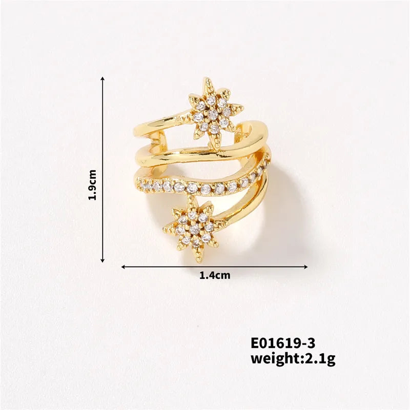 1 Piece Simple Style Shiny Round Heart Shape Plating Inlay Copper Zircon K Gold Plated Earrings