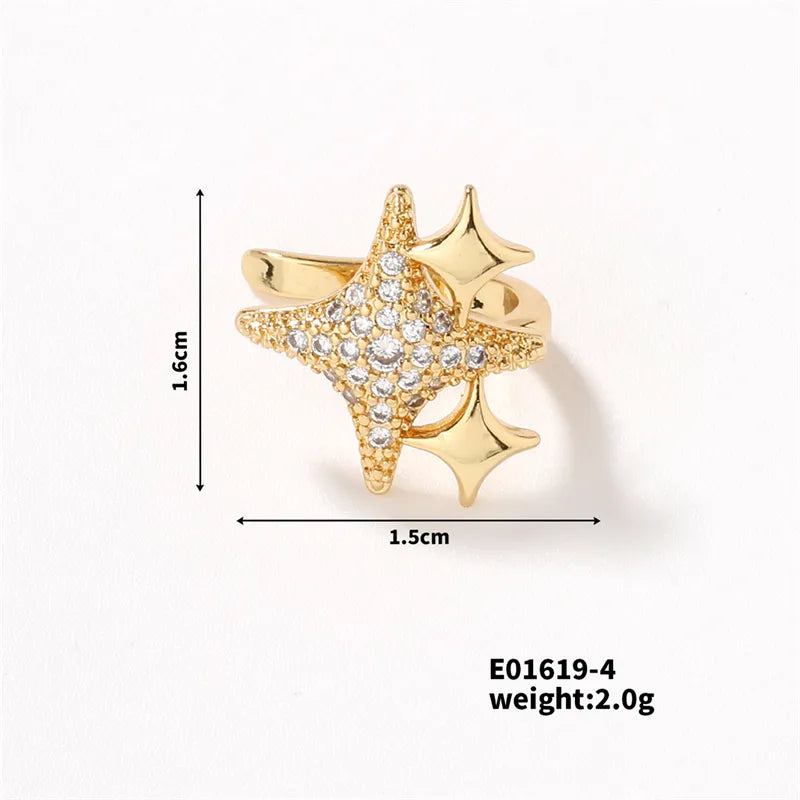 1 Piece Simple Style Shiny Round Heart Shape Plating Inlay Copper Zircon K Gold Plated Earrings