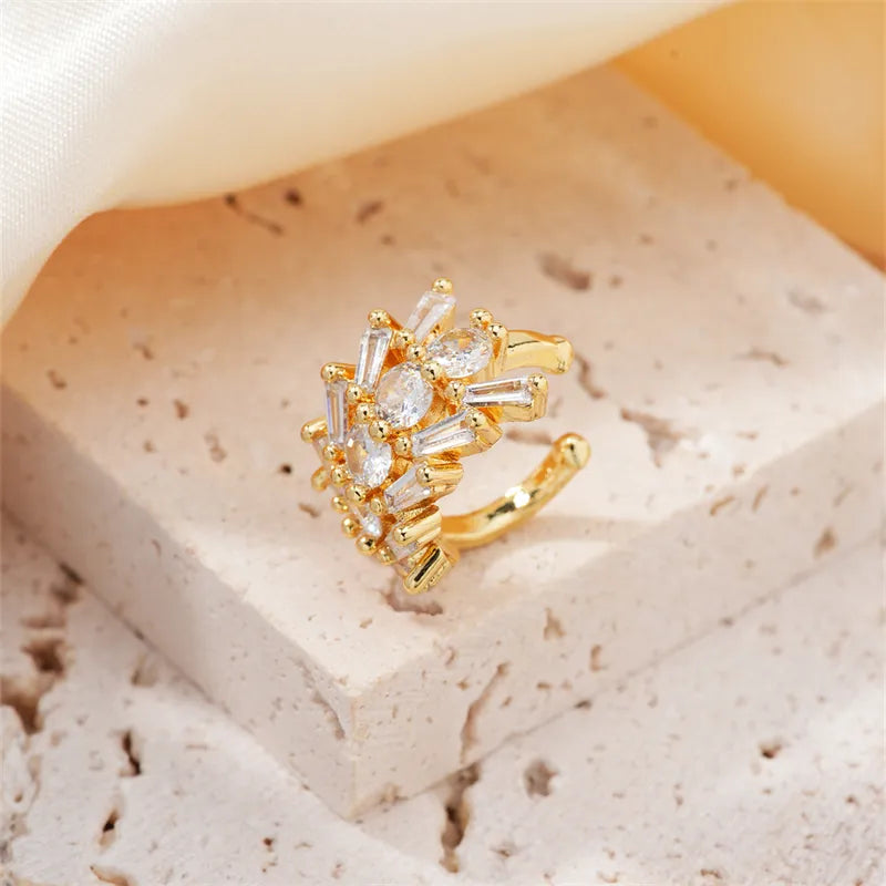 1 Piece Simple Style Shiny Round Heart Shape Plating Inlay Copper Zircon K Gold Plated Earrings