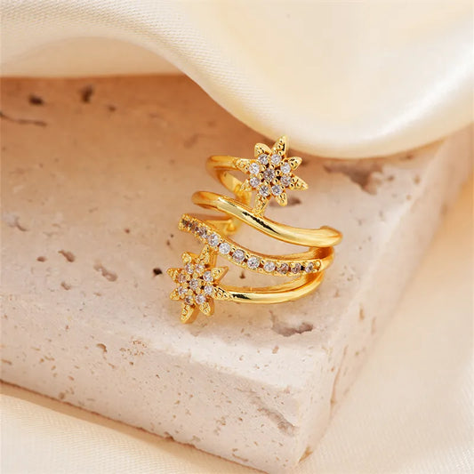 1 Piece Simple Style Shiny Round Heart Shape Plating Inlay Copper Zircon K Gold Plated Earrings