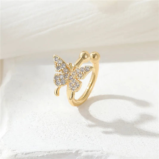 1 Piece Simple Style U Shape Butterfly Plating Copper Gold Plated Ear Cuffs