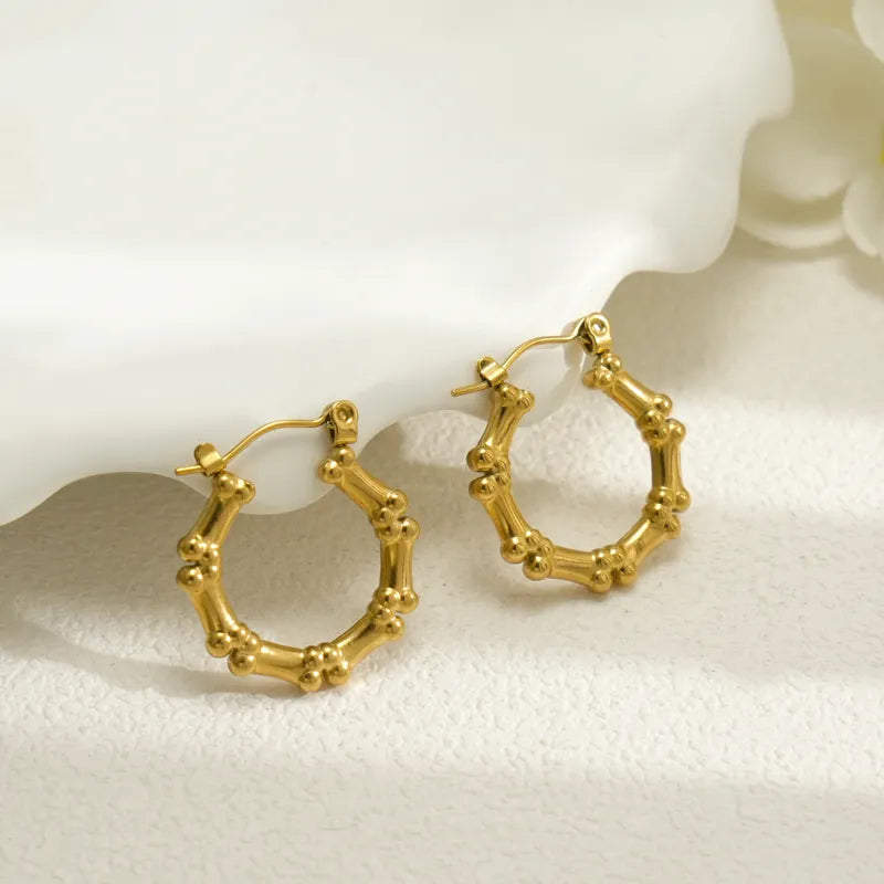 1 Piece Simple Style Unforgettable Stamping 304 Stainless Steel 18K Gold Plated Hoop Earrings