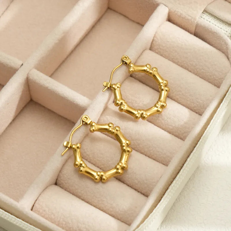 1 Piece Simple Style Unforgettable Stamping 304 Stainless Steel 18K Gold Plated Hoop Earrings