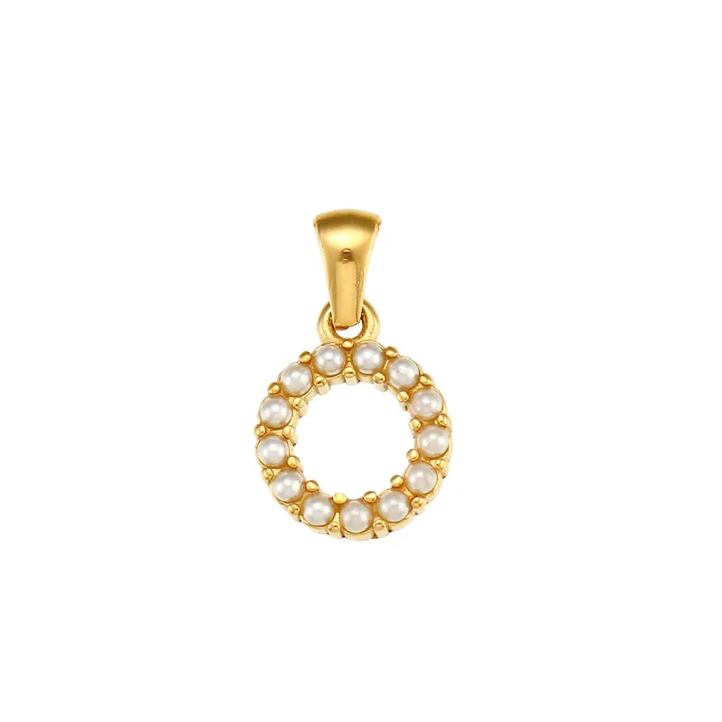 1 Piece Stainless Steel Artificial Pearls Zircon 18K Gold Plated Inlay Polished Pendant