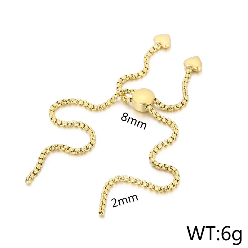 1 Piece Stainless Steel Rhinestones 18K Gold Plated Heart Shape Solid Color