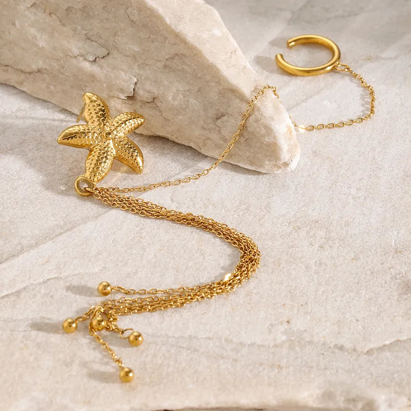 1 Piece Vacation Beach Starfish Plating 304 Stainless Steel 18K Gold Plated Ear Cuffs