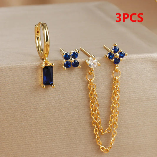 1 Set Classic Style Geometric Plating Copper Drop Earrings Ear Studs