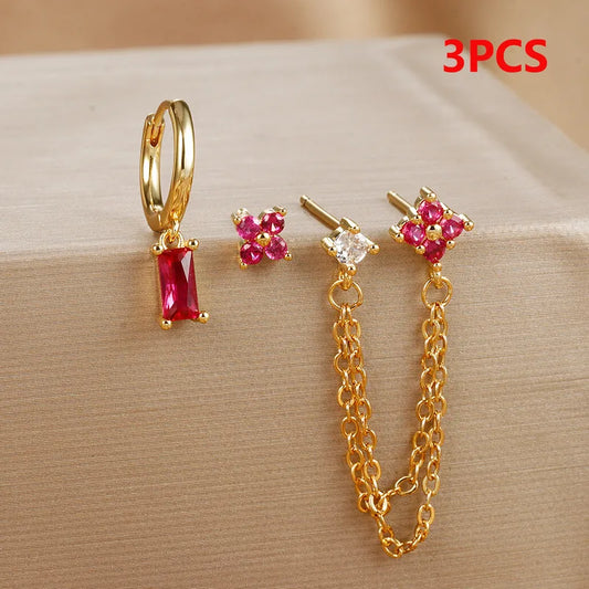 1 Set Classic Style Geometric Plating Copper Drop Earrings Ear Studs