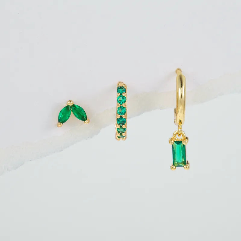 1 Set Cute Sweet Geometric Plating Inlay Brass Zircon 18K Gold Plated Drop Earrings