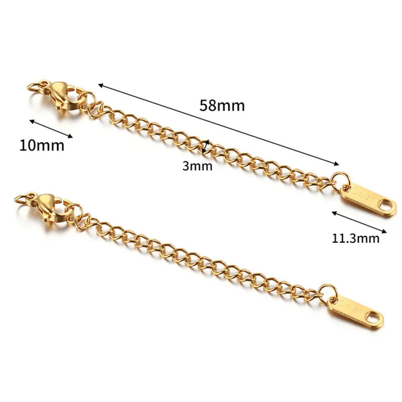 10 PCS/Package 304 Stainless Steel 18K Gold Plated Geometric Heart Shape Polished Extension Chain