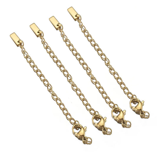 10 PCS/Package 304 Stainless Steel 18K Gold Plated Geometric Heart Shape Polished Extension Chain