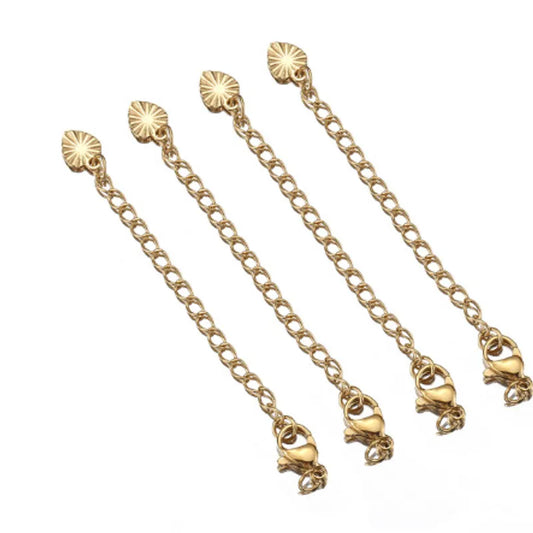 10 PCS/Package 304 Stainless Steel 18K Gold Plated Geometric Heart Shape Polished Extension Chain