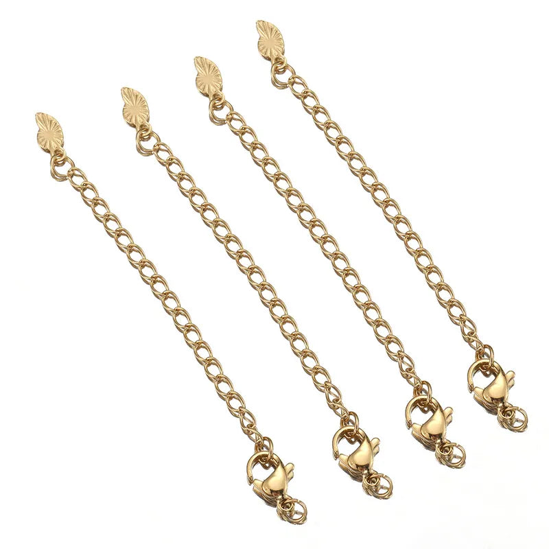 10 PCS/Package 304 Stainless Steel 18K Gold Plated Geometric Heart Shape Polished Extension Chain