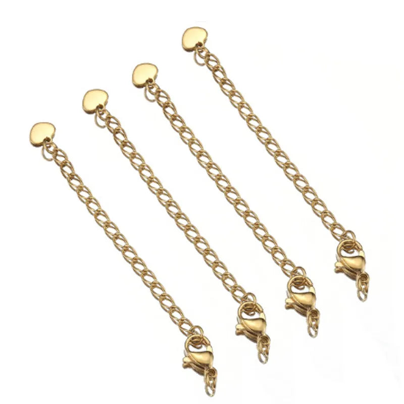 10 PCS/Package 304 Stainless Steel 18K Gold Plated Geometric Heart Shape Polished Extension Chain