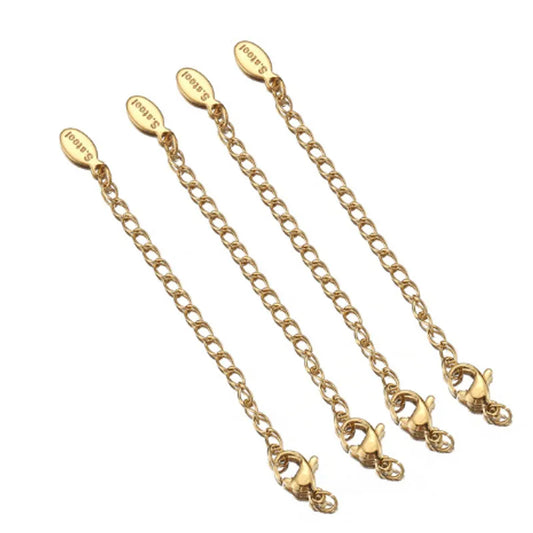 10 PCS/Package 304 Stainless Steel 18K Gold Plated Geometric Heart Shape Polished Extension Chain