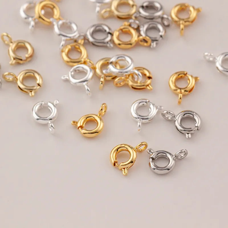 10 PCS/Package Diameter 6 Mm Diameter 7 Mm Hole 1~1.9mm Metal 14K Gold Plated Round 弹簧扣 Jewelry Buckle