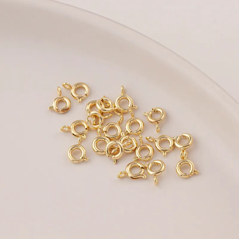 10 PCS/Package Diameter 6 Mm Diameter 7 Mm Hole 1~1.9mm Metal 14K Gold Plated Round 弹簧扣 Jewelry Buckle