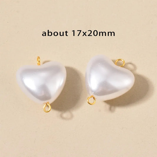 10 PCS/Package Stainless Steel Imitation Pearl Irregular Heart Shape Beads Baroque Style