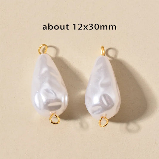 10 PCS/Package Stainless Steel Imitation Pearl Irregular Heart Shape Beads Baroque Style