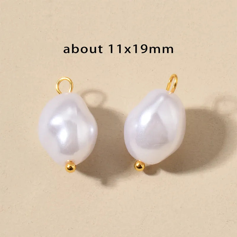 10 PCS/Package Stainless Steel Imitation Pearl Irregular Heart Shape Beads Baroque Style